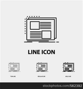 Content, design, frame, page, text Icon in Thin, Regular and Bold Line Style. Vector illustration. Vector EPS10 Abstract Template background