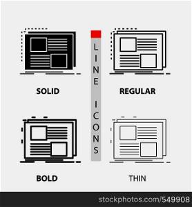 Content, design, frame, page, text Icon in Thin, Regular, Bold Line and Glyph Style. Vector illustration. Vector EPS10 Abstract Template background