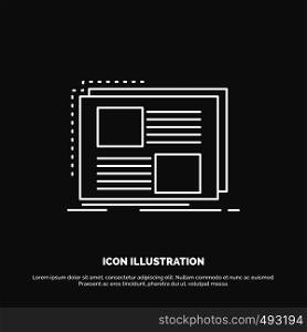 Content, design, frame, page, text Icon. Line vector symbol for UI and UX, website or mobile application. Vector EPS10 Abstract Template background