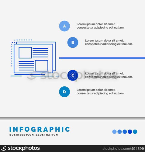 Content, design, frame, page, text Infographics Template for Website and Presentation. Line Blue icon infographic style vector illustration. Vector EPS10 Abstract Template background