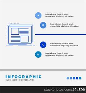 Content, design, frame, page, text Infographics Template for Website and Presentation. Line Blue icon infographic style vector illustration. Vector EPS10 Abstract Template background