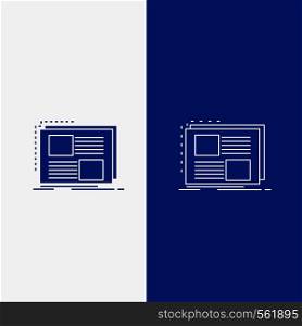 Content, design, frame, page, text Line and Glyph web Button in Blue color Vertical Banner for UI and UX, website or mobile application. Vector EPS10 Abstract Template background