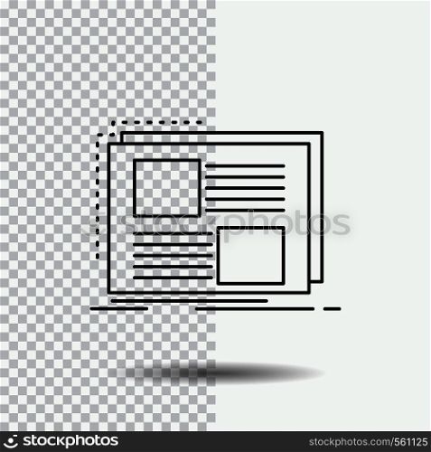 Content, design, frame, page, text Line Icon on Transparent Background. Black Icon Vector Illustration. Vector EPS10 Abstract Template background