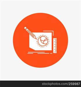 Content, design, frame, page, text White Glyph Icon in Circle. Vector Button illustration