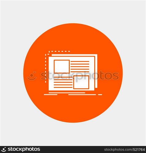 Content, design, frame, page, text White Glyph Icon in Circle. Vector Button illustration. Vector EPS10 Abstract Template background