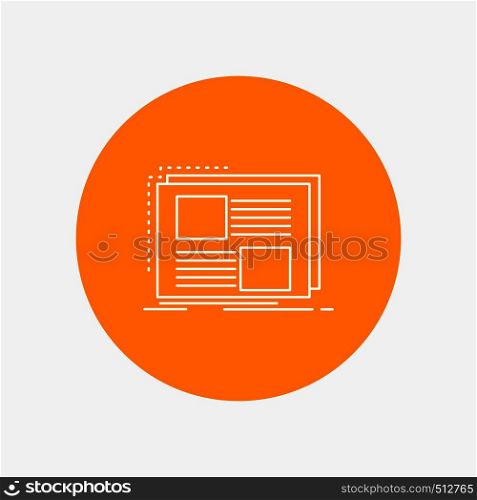 Content, design, frame, page, text White Line Icon in Circle background. vector icon illustration. Vector EPS10 Abstract Template background
