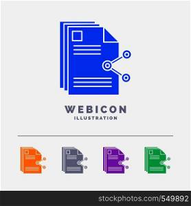 content, files, sharing, share, document 5 Color Glyph Web Icon Template isolated on white. Vector illustration. Vector EPS10 Abstract Template background