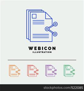content, files, sharing, share, document 5 Color Line Web Icon Template isolated on white. Vector illustration. Vector EPS10 Abstract Template background