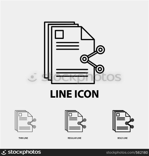content, files, sharing, share, document Icon in Thin, Regular and Bold Line Style. Vector illustration. Vector EPS10 Abstract Template background