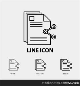 content, files, sharing, share, document Icon in Thin, Regular and Bold Line Style. Vector illustration. Vector EPS10 Abstract Template background