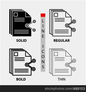 content, files, sharing, share, document Icon in Thin, Regular, Bold Line and Glyph Style. Vector illustration. Vector EPS10 Abstract Template background