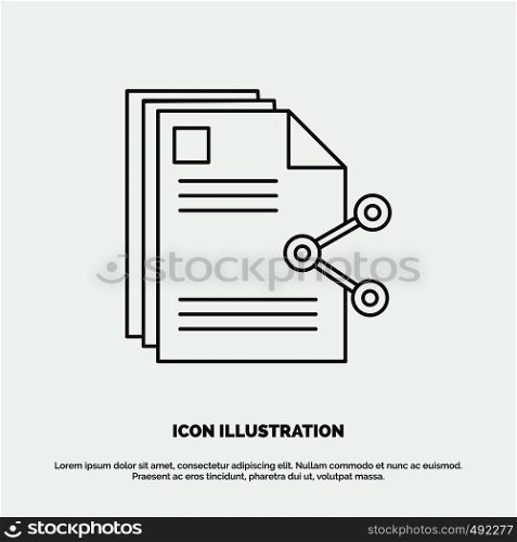 content, files, sharing, share, document Icon. Line vector gray symbol for UI and UX, website or mobile application. Vector EPS10 Abstract Template background