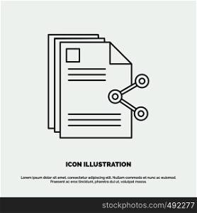 content, files, sharing, share, document Icon. Line vector gray symbol for UI and UX, website or mobile application. Vector EPS10 Abstract Template background