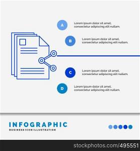 content, files, sharing, share, document Infographics Template for Website and Presentation. Line Blue icon infographic style vector illustration. Vector EPS10 Abstract Template background