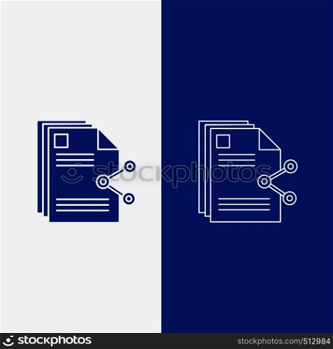 content, files, sharing, share, document Line and Glyph web Button in Blue color Vertical Banner for UI and UX, website or mobile application. Vector EPS10 Abstract Template background