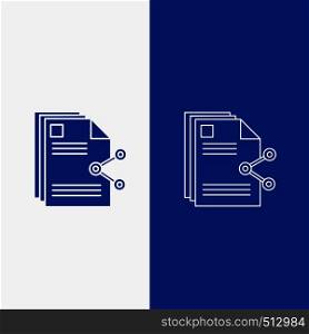 content, files, sharing, share, document Line and Glyph web Button in Blue color Vertical Banner for UI and UX, website or mobile application. Vector EPS10 Abstract Template background