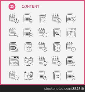 Content Hand Drawn Icon Pack For Designers And Developers. Icons Of Web, Content, Detail, Web, Book, Content, Calendar, Date, Vector