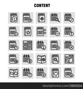 Content Line Icon Pack For Designers And Developers. Icons Of Web, Content, Detail, Web, Book, Content, Calendar, Date, Vector