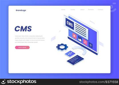 Content management system illustration landing page. Illustration for websites, landing pages, mobile applications, posters and banners.
