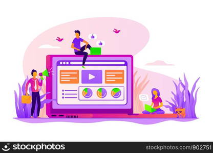 Content marketing services. Marketing strategy development. Online advertisement promotion. Content planning. Digital marketing strategy concept. Vector isolated concept creative illustration. Content marketing services concept vector illustration