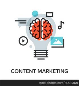 content marketing. Vector illustration of content marketing flat line design concept.