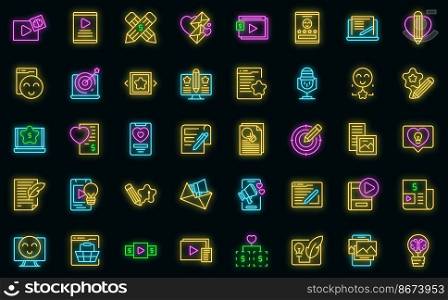 Content plan icons set outline vector. Code website. Web content vector neon. Content plan icons set outline vector. Code website vector neon