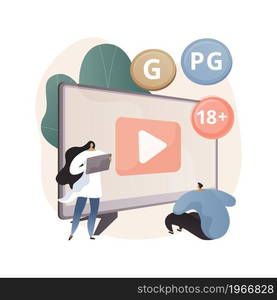 Content rating abstract concept vector illustration. Media and tv rating, content classification system, audience age limitation, censorship classification, games and apps abstract metaphor.. Content rating abstract concept vector illustration.