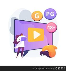 Content rating abstract concept vector illustration. Media and tv rating, content classification system, audience age limitation, censorship classification, games and apps abstract metaphor.. Content rating abstract concept vector illustration.
