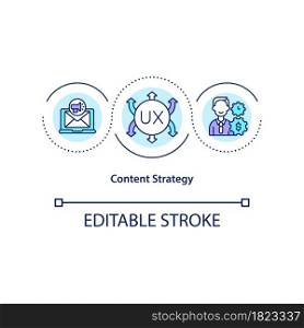 Content strategy concept icon. Meeting user expectations abstract idea thin line illustration. Creating, delivering useful and usable content. Vector isolated outline color drawing. Editable stroke. Content strategy concept icon