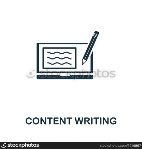Content Writing icon vector illustration. Creative sign from passive income icons collection. Filled flat Content Writing icon for computer and mobile. Symbol, logo vector graphics.. Content Writing vector icon symbol. Creative sign from passive income icons collection. Filled flat Content Writing icon for computer and mobile
