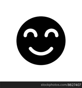 Contented emoji black glyph ui icon. Pleased and relaxed. Optimistic mood. User interface design. Silhouette symbol on white space. Solid pictogram for web, mobile. Isolated vector illustration. Contented emoji black glyph ui icon