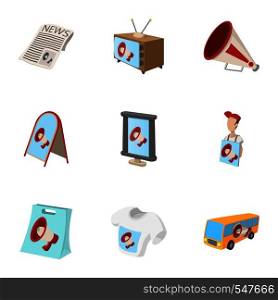 Contextual advertising icons set. Cartoon illustration of 9 contextual advertising vector icons for web. Contextual advertising icons set, cartoon style