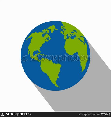Continent on planet icon. Flat illustration of continent on planet vector icon for web. Continent on planet icon, flat style.