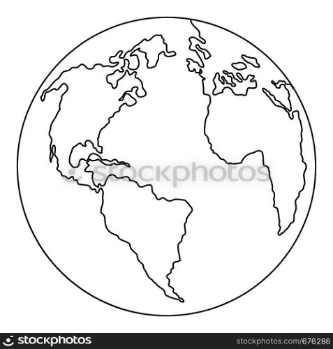 Continent planet icon. Outline illustration of continent planet vector icon for web. Continent planet icon, outline style.
