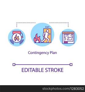 Contingency plan concept icon. Risk management idea thin line illustration. Evacuation plan. Crisis dealing. Emergency procedures and actions. Vector isolated outline RGB color drawing Editable stroke