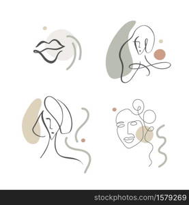 Continuous line, abstract drawing of set faces and hairstyle, fashion concept, woman beauty minimalist, vector illustration for t-shirt, slogan design print graphics style.. Continuous line, abstract drawing of set faces and hairstyle, fashion concept, woman beauty minimalist, vector illustration for t-shirt, slogan design print graphics style