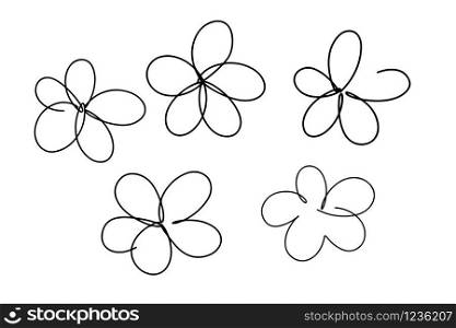 Continuous line art, hand drawn flowers. Doodle style, floral elements. Vector illustration for design slogan, t-shirts.