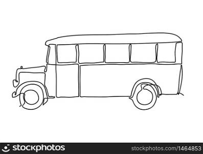 Continuous line draw design illustration or One single line of old retro vintage auto Classic car. vehicle concept.