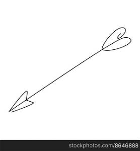 Continuous line drawing arrow. Flying shaft symbol. Target arrow. Vector illustration isolated on white.. Continuous line drawing arrow.