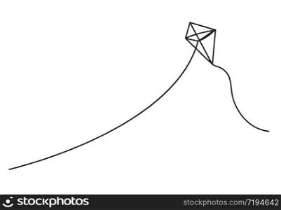 Continuous line drawing Flying kite,