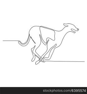 Continuous line drawing illustration of a greyhound dog racing viewed from side done in sketch or doodle style. . Greyhound Racing Continuous Line