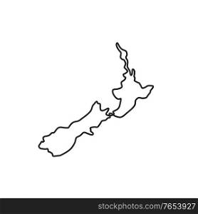Continuous line drawing illustration of a map of New Zealand showing the North Island and the South Island done in sketch or doodle style. . Map of New Zealand Showing North Island and South Island Continuous Line Drawing