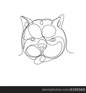 Continuous line drawing illustration of head of a french bulldog or Frenchie,a small breed of domestic dog viewed from front done in sketch or doodle style. . French Bulldog Head Continuous Line