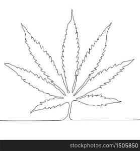 Continuous line drawing. Marijuana leaf outline icon.Cannabis simple line vector icon. Drug plants symbol, logo illustration.. Marijuana leaf outline icon.Cannabis simple line vector icon. Drug plants symbol, logo illustration.