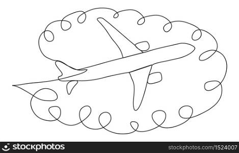 continuous line drawing of jet plane. continuous one line drawing minimalism design isolated on white background. continuous line drawing of jet plane