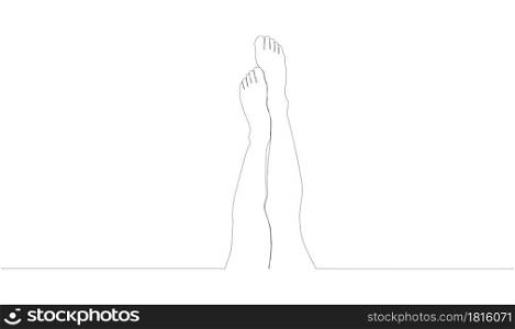 continuous line drawing of naked women legs. One line drawing abstract feet. Modern continuous line art of women foot, minimalist contour. continuous line drawing of naked women legs. One line drawing abstract feet. minimalist contour