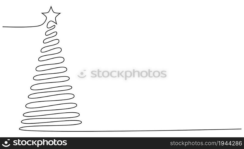 continuous line drawing of nature tree Christmas illustration. continuous line drawing of nature tree Christmas illustration.