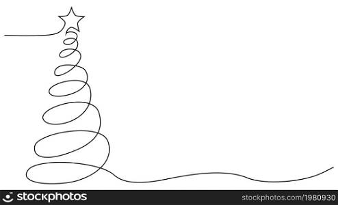 continuous line drawing of nature tree Christmas illustration. continuous line drawing of nature tree Christmas illustration.