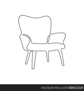 Continuous line drawing of spacious modern armchair furniture. Stylish furniture Hand drawn. Isolated on white background. Vector illustration