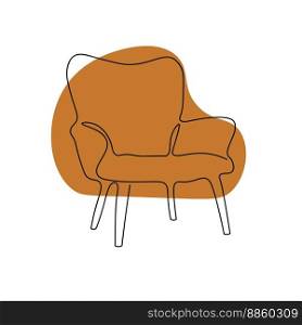 Continuous line drawing of spacious modern armchair furniture. Stylish furniture Hand drawn. Isolated on white background. Vector illustration
